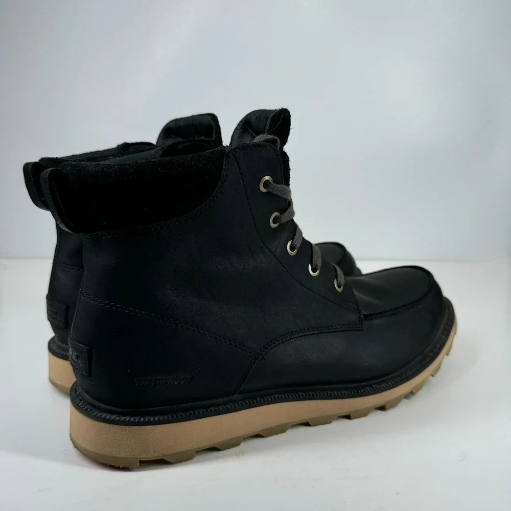 Sorel Madson II Moc Toe Men's 11 Coal Black Leather Waterproof Boots LM6057-010